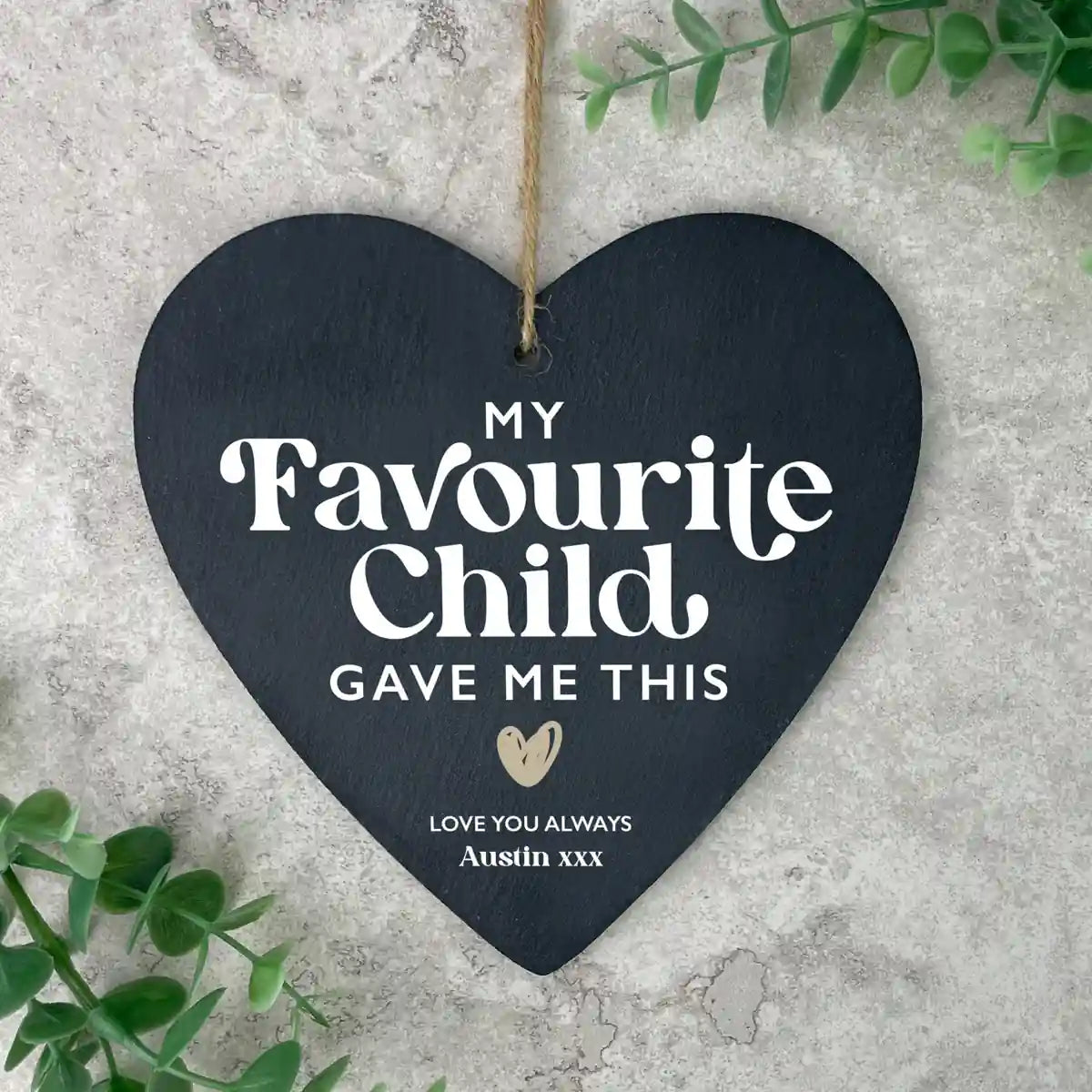 funny personalised slate heart engraving favourite child gift humorous gift for mum from son or daughter