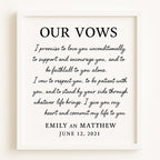 Personalised wedding vows photo frame gift with meaningful handwritten style vow text