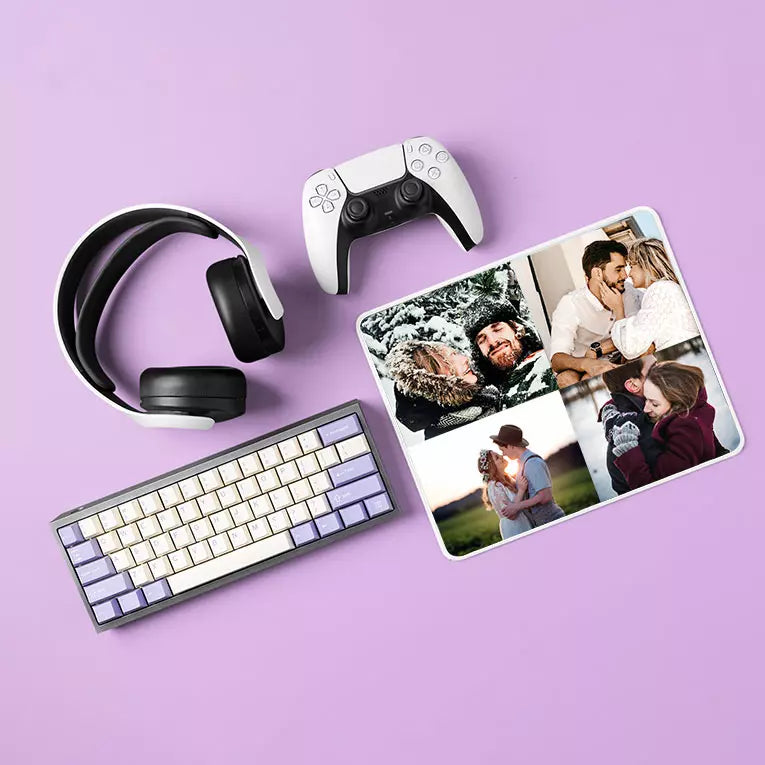 Personalised 4 photo collage mouse mat with custom pictures