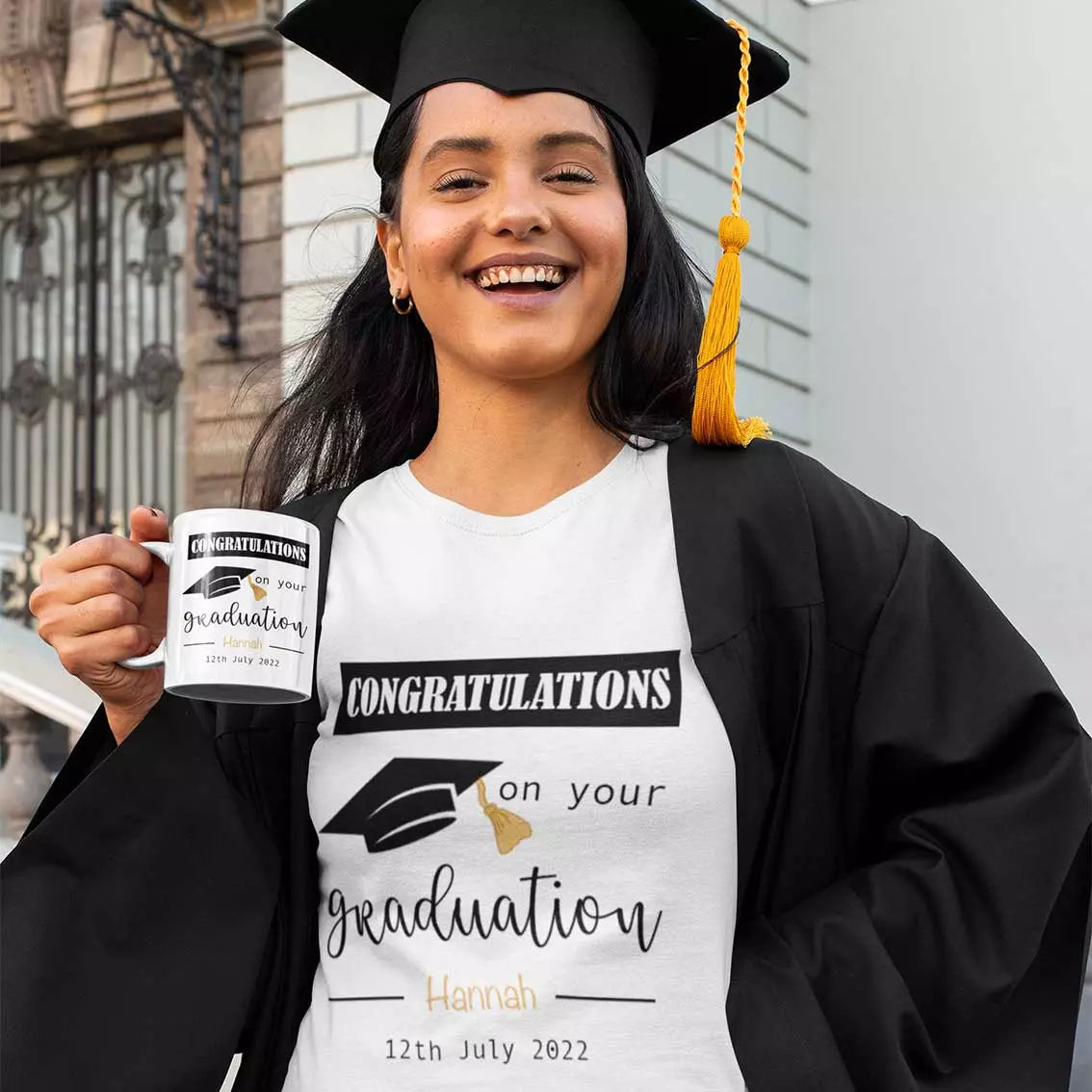 Personalised Congratulations On Your Graduation T-shirt with name and graduation date UK