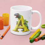 Personalised Dinosaur T-Rex Name Mug custom kids gift with initial and name UK