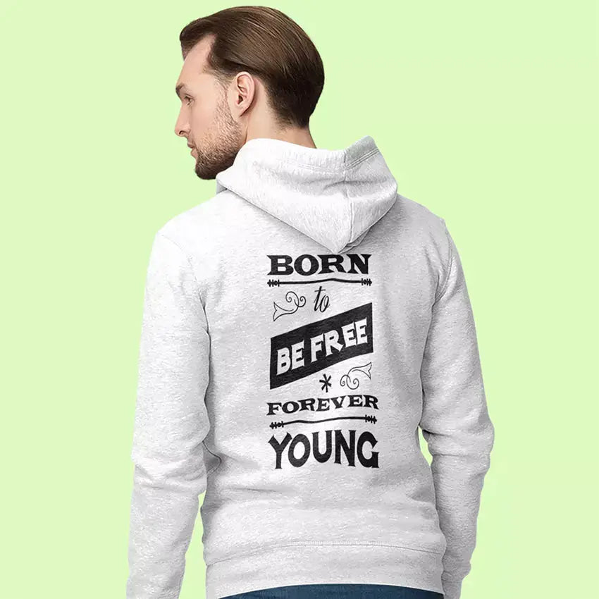 Black Born to Be Free Forever Young personalised hoodie with quote design and custom name.