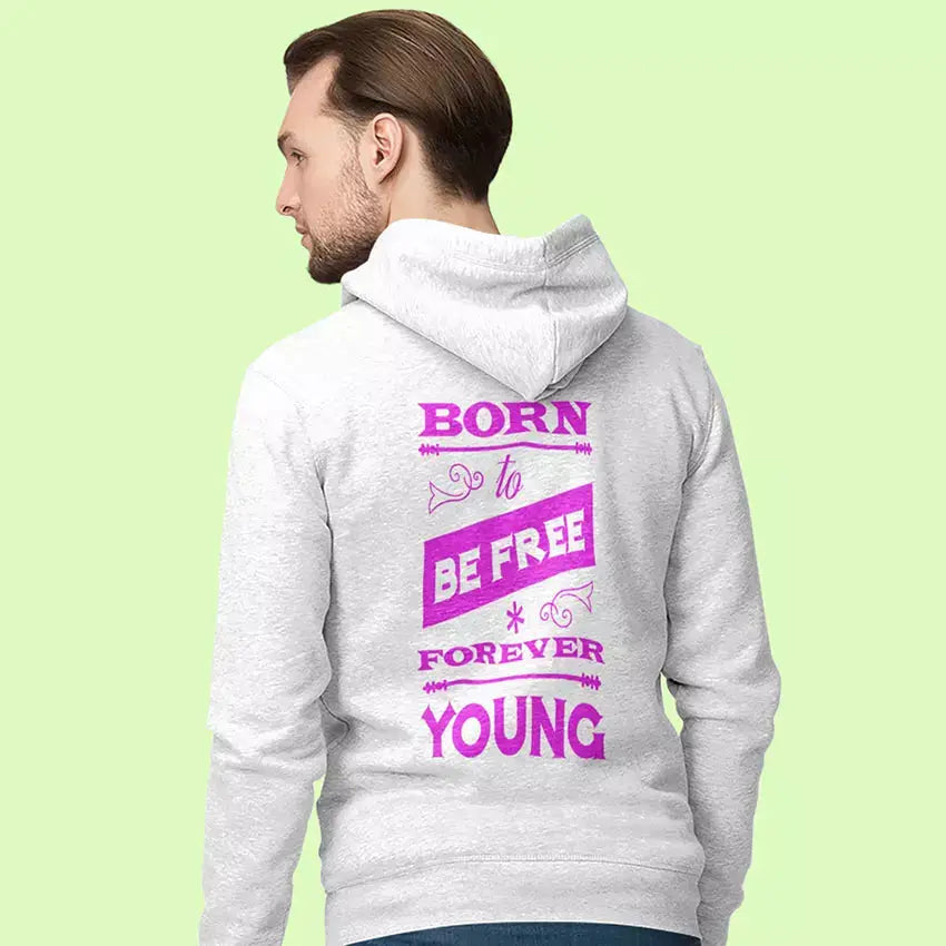 Pink Born to Be Free Forever Young hoodie featuring the quote and a custom name.