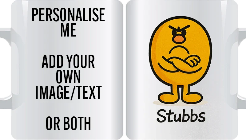 Stubbs personalised funny character mug – stubborn boss manager gift, custom name – personalised gift mug