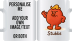 Stubbs blonde quiff personalised mug – funny bossy character gift, custom name – personalised gift mug