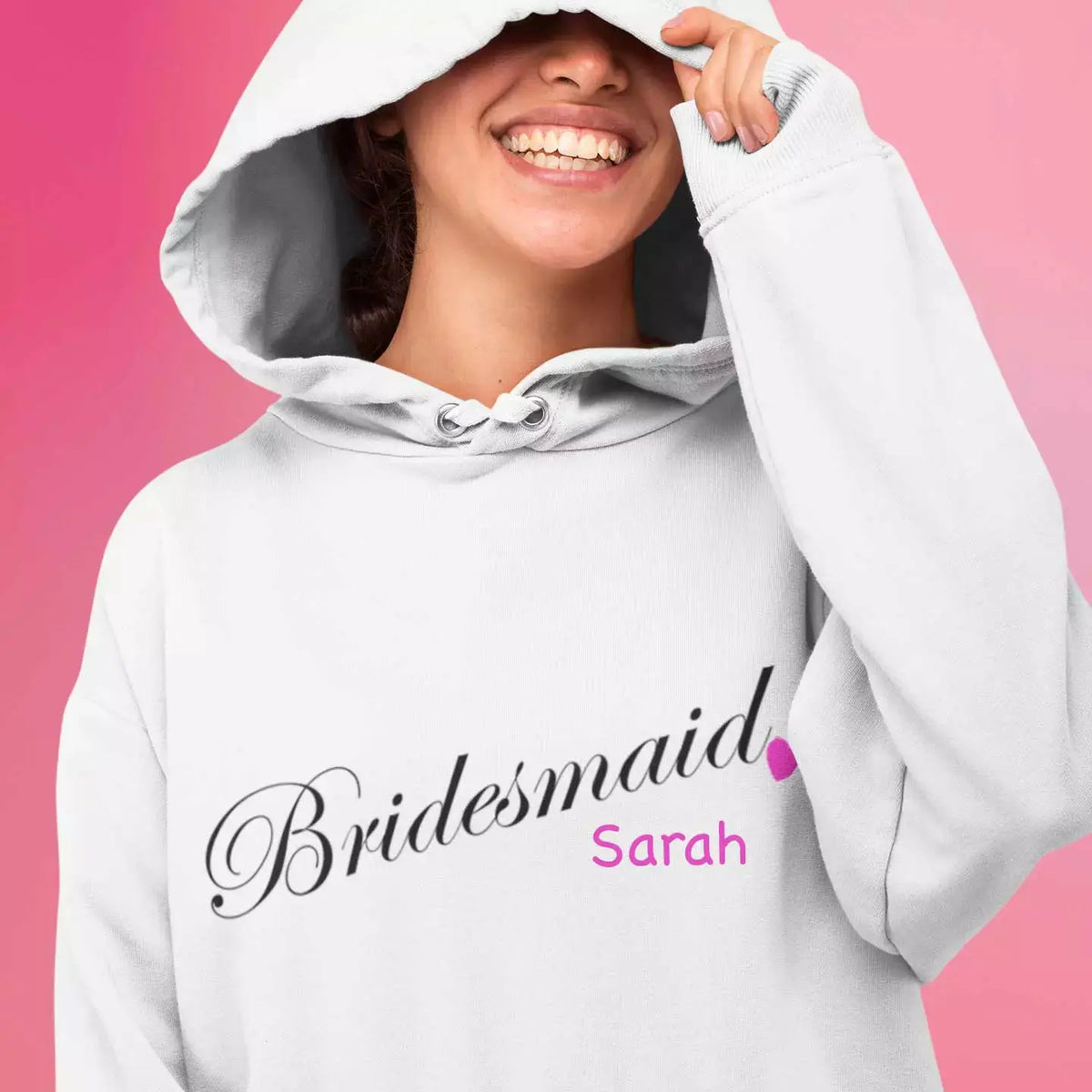 Personalised bridesmaid hoodie with custom name