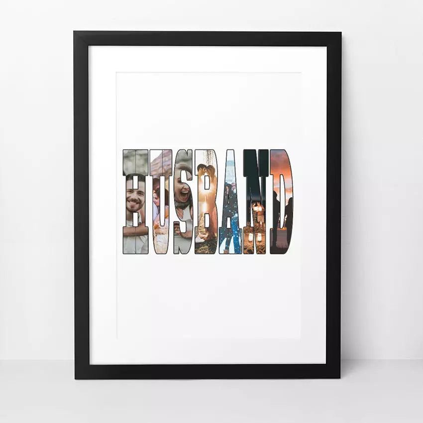 Personalised HUSBAND photo word art framed print custom picture wall art romantic anniversary personalised gift UK
