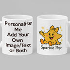Cute personalised ceramic mug featuring smiling cartoon star for gifts and birthdays