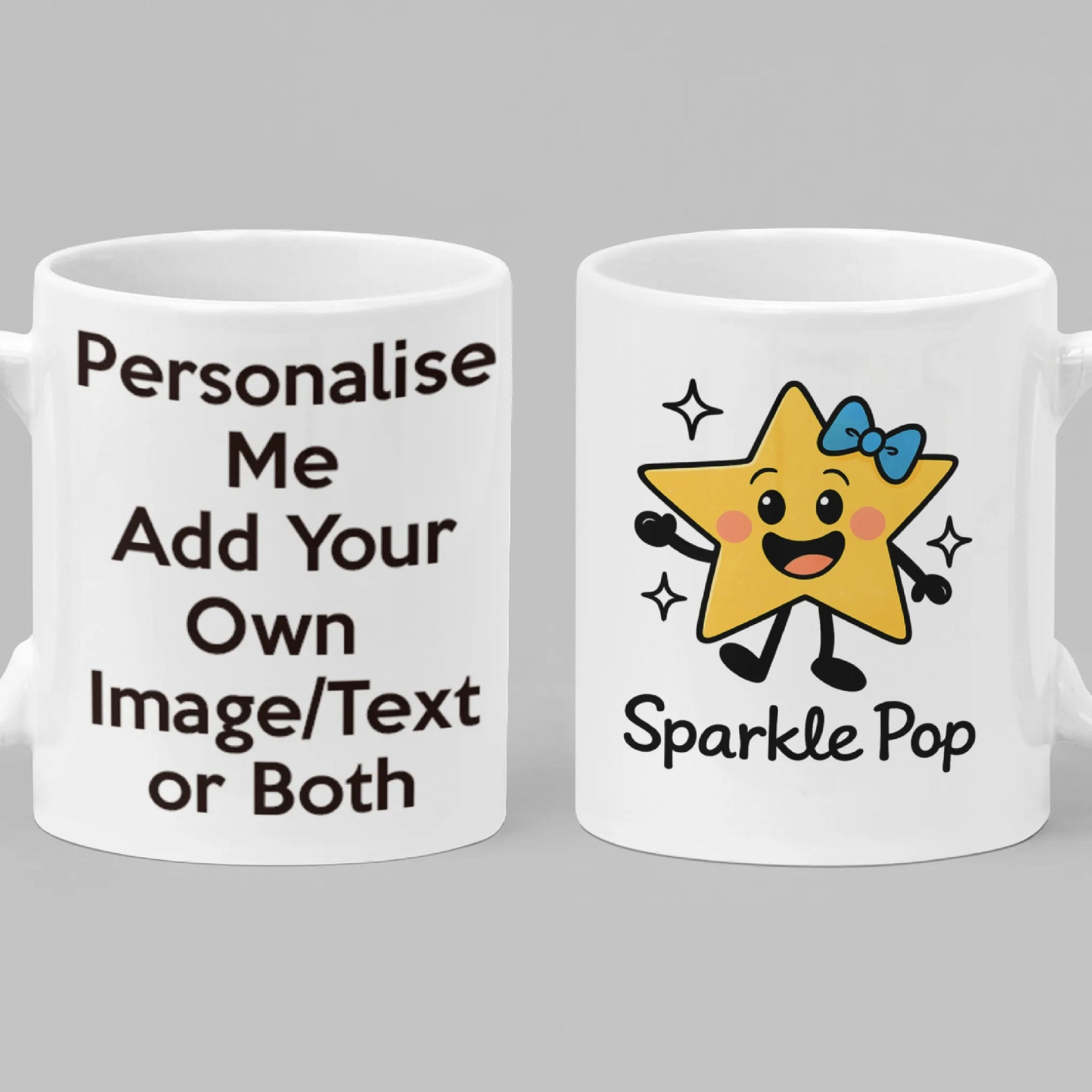 Personalised Sparkle Pop star mug on white ceramic — custom name coffee cup

Custom ribbon-star character mug ideal as funny gift for kids, teachers or coworkers