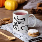 Personalised Tea Time ceramic mug with customisable lettering colour and optional name, message or photo on the reverse.