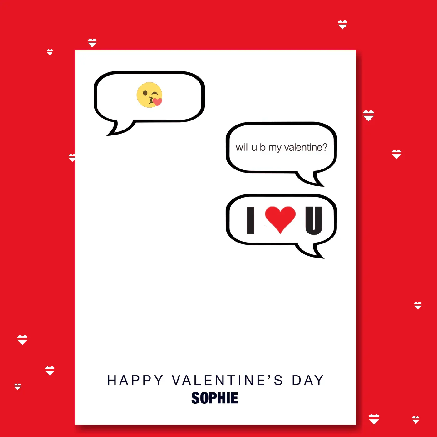  – personalised card design, perfect Valentine card for her or him, romantic customised greeting to make your personalised card unique and memorable.