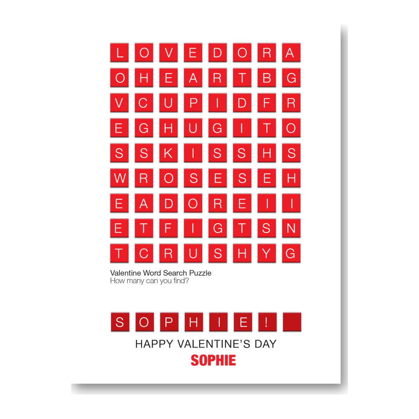  – personalised card design, perfect Valentine card for her or him, romantic customised greeting to make your personalised card unique and memorable.