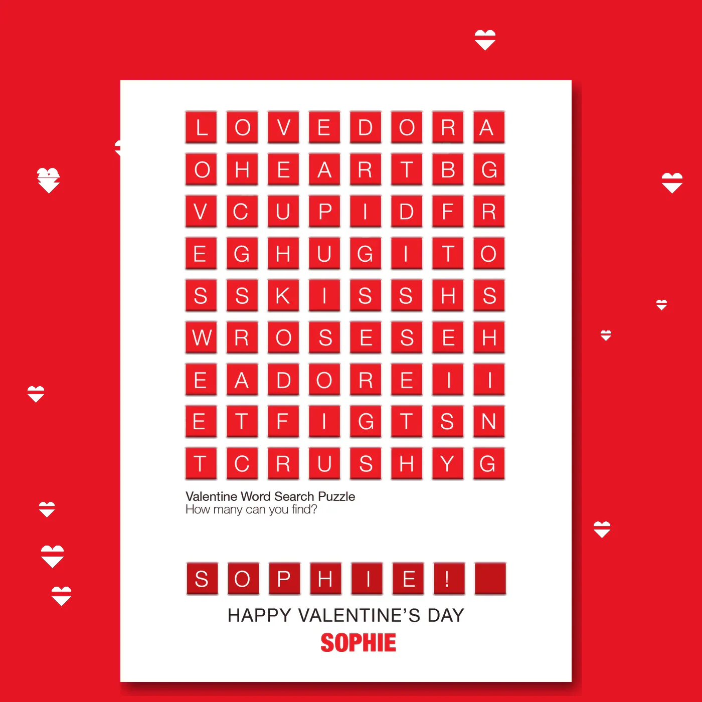  – personalised card design, perfect Valentine card for her or him, romantic customised greeting to make your personalised card unique and memorable.