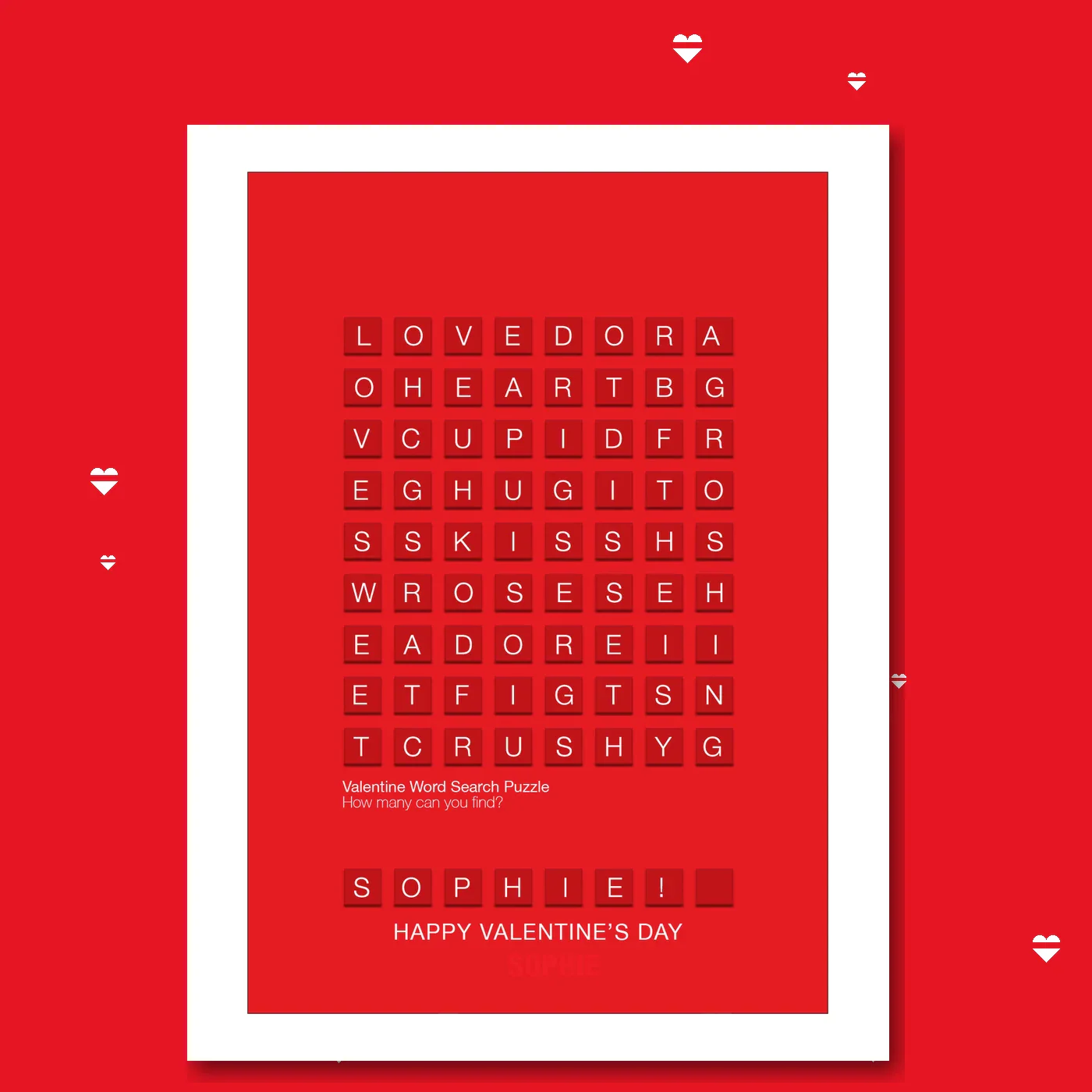  – personalised card design, perfect Valentine card for her or him, romantic customised greeting to make your personalised card unique and memorable.