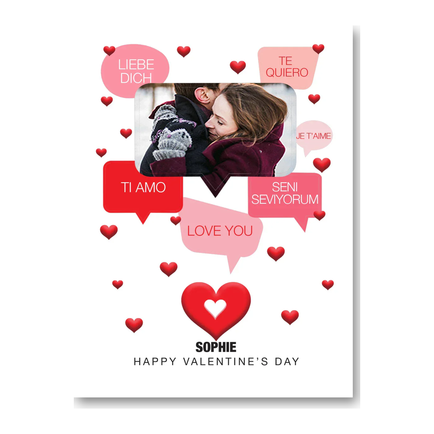  – personalised card design, perfect Valentine card for her or him, romantic customised greeting to make your personalised card unique and memorable.