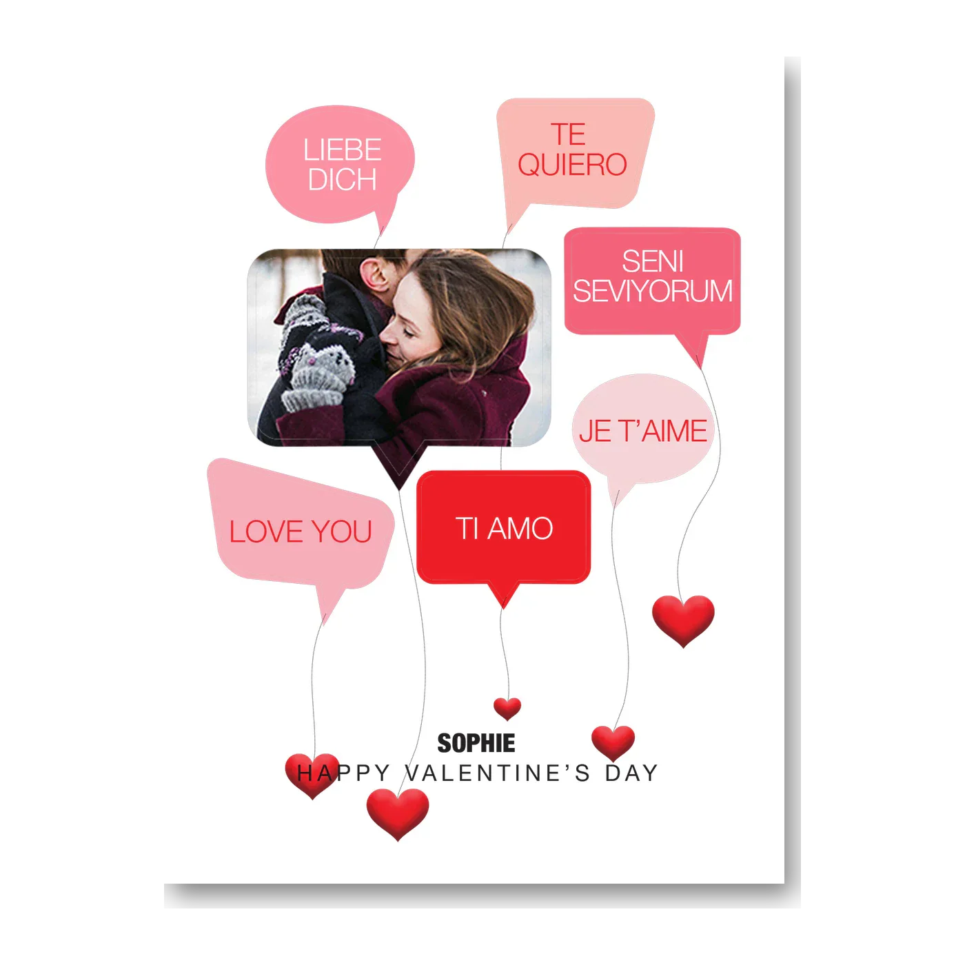  – personalised card design, perfect Valentine card for her or him, romantic customised greeting to make your personalised card unique and memorable.