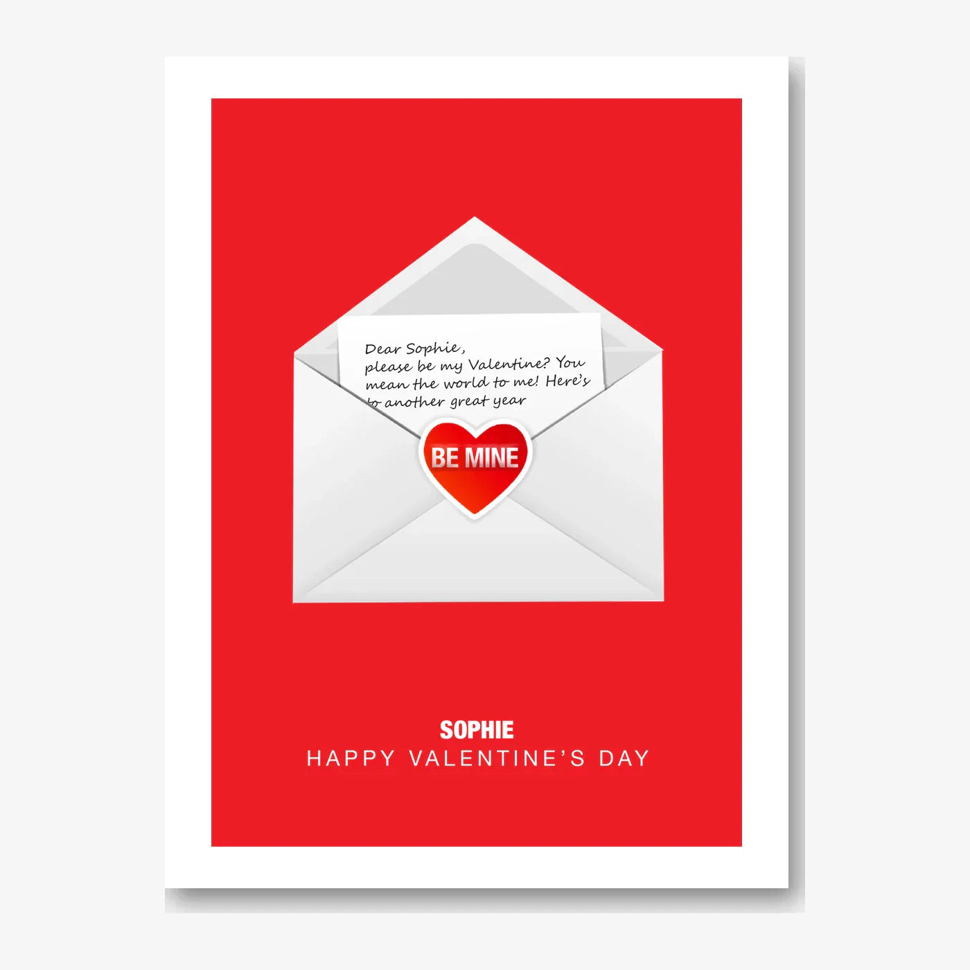 ‘Be Mine’ Open Letter – Personalised Card – personalised Valentine card, custom romantic greeting or anniversary card; make your own unique card.