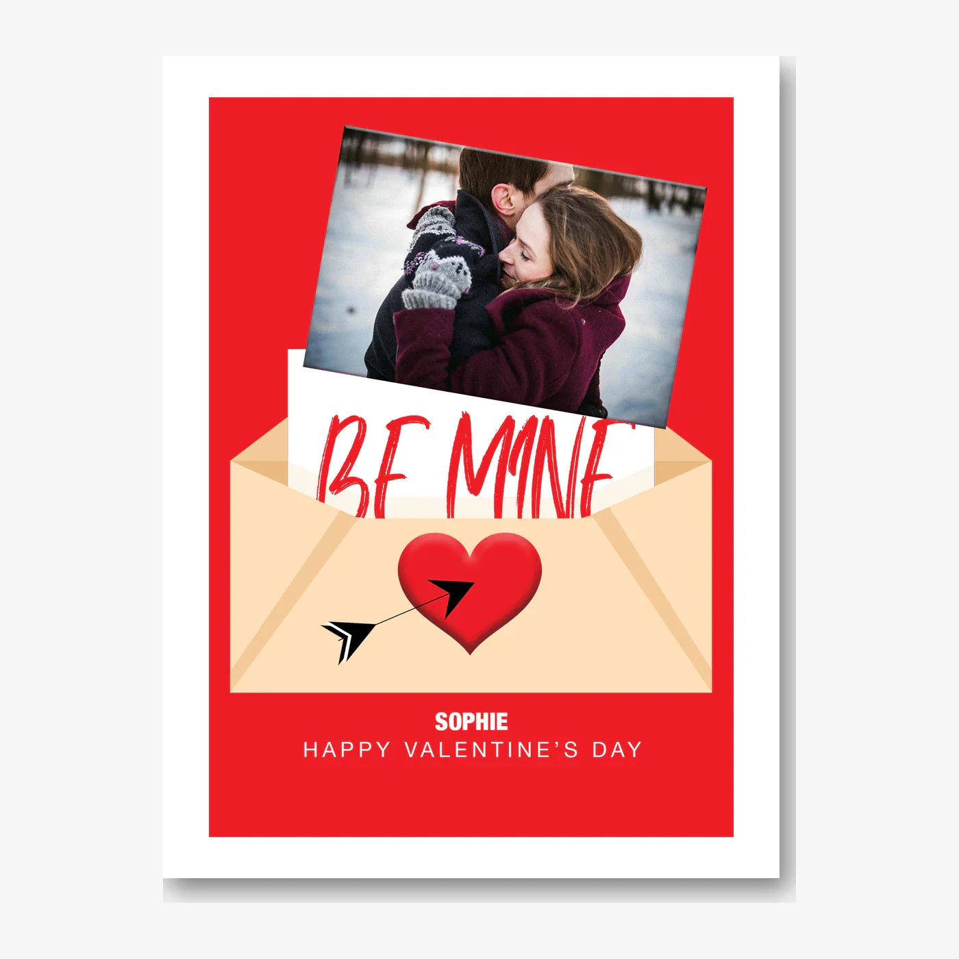 Be Mine Script Envelope – Personalised Card – personalised Valentine card, custom romantic greeting or anniversary card; make your own unique card.