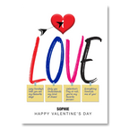  – personalised card design, perfect Valentine card for her or him, romantic customised greeting to make your personalised card unique and memorable.