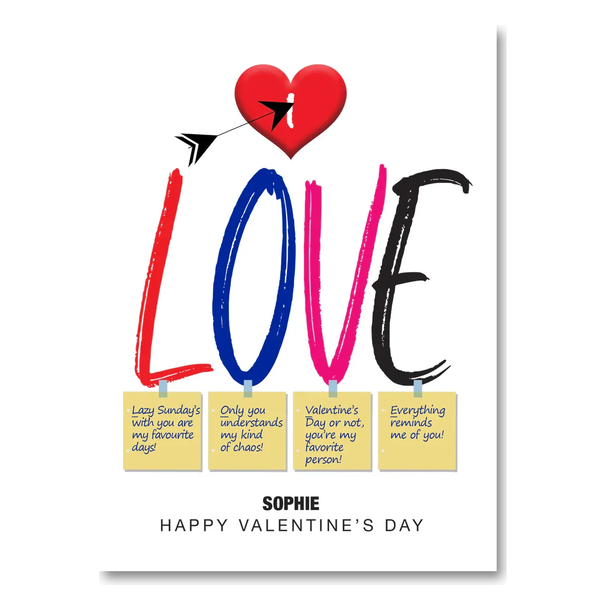  – personalised card design, perfect Valentine card for her or him, romantic customised greeting to make your personalised card unique and memorable.