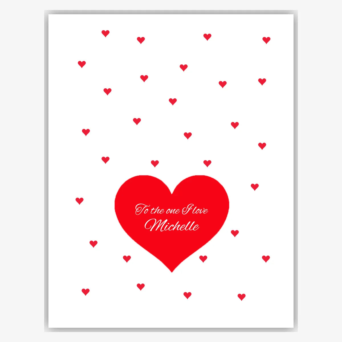 To the One I Love – Personalised Heart Notes Card – personalised Valentine card, custom romantic greeting or anniversary card; make your own unique card.