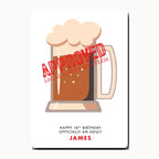 Personalised beer mug birthday card mockup in clean minimal style
