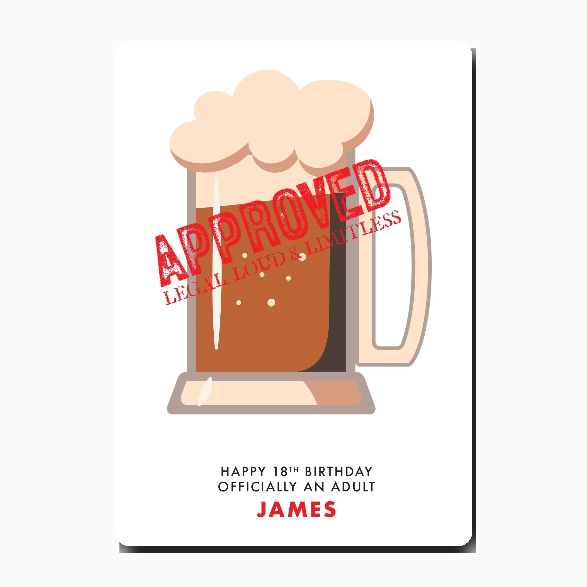 Personalised beer mug birthday card mockup in clean minimal style
