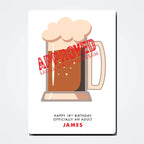 Personalised beer mug birthday card mockup with light shadow grey tone