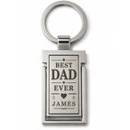 Personalised Best Dad Ever metal keyring with name