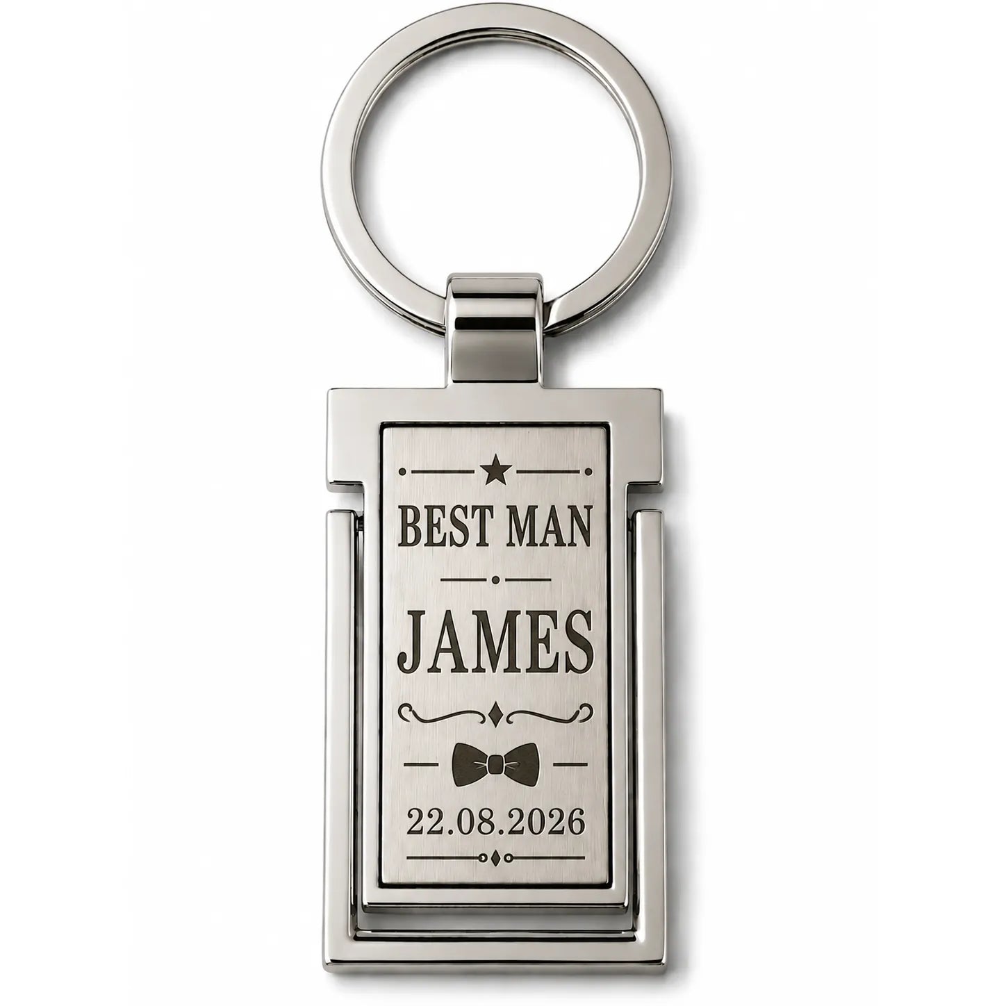 Personalised Best Man Keyring with Name & Wedding Date