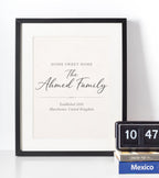 Personalised Home Sweet Home Family Name Frame
