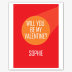 Big Circle Spotlight – Will You Be My Valentine? Card – personalised Valentine card, custom romantic greeting or anniversary card; make your own unique card.