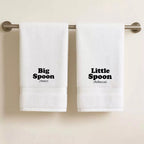 personalised embroidered big spoon little spoon couple towels with custom names

