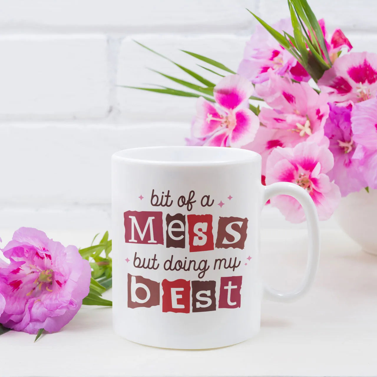 Funny personalised Bit Of A Mess But Doing My Best mug with custom reverse print