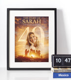 Personalised 30th birthday polaroid style photo timeline wall art print with custom name and milestone dates, black framed birthday gift for her UK