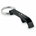Personalised couples black bottle opener keyring with initials and date