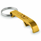 Personalised couples gold bottle opener keyring with initials and date