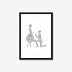 Personalised Bride & Groom Word Art – Wedding Names & Date – A4 – black frame