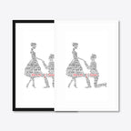 Personalised Bride & Groom Word Art – Wedding Names & Date – black & white frames side-by-side