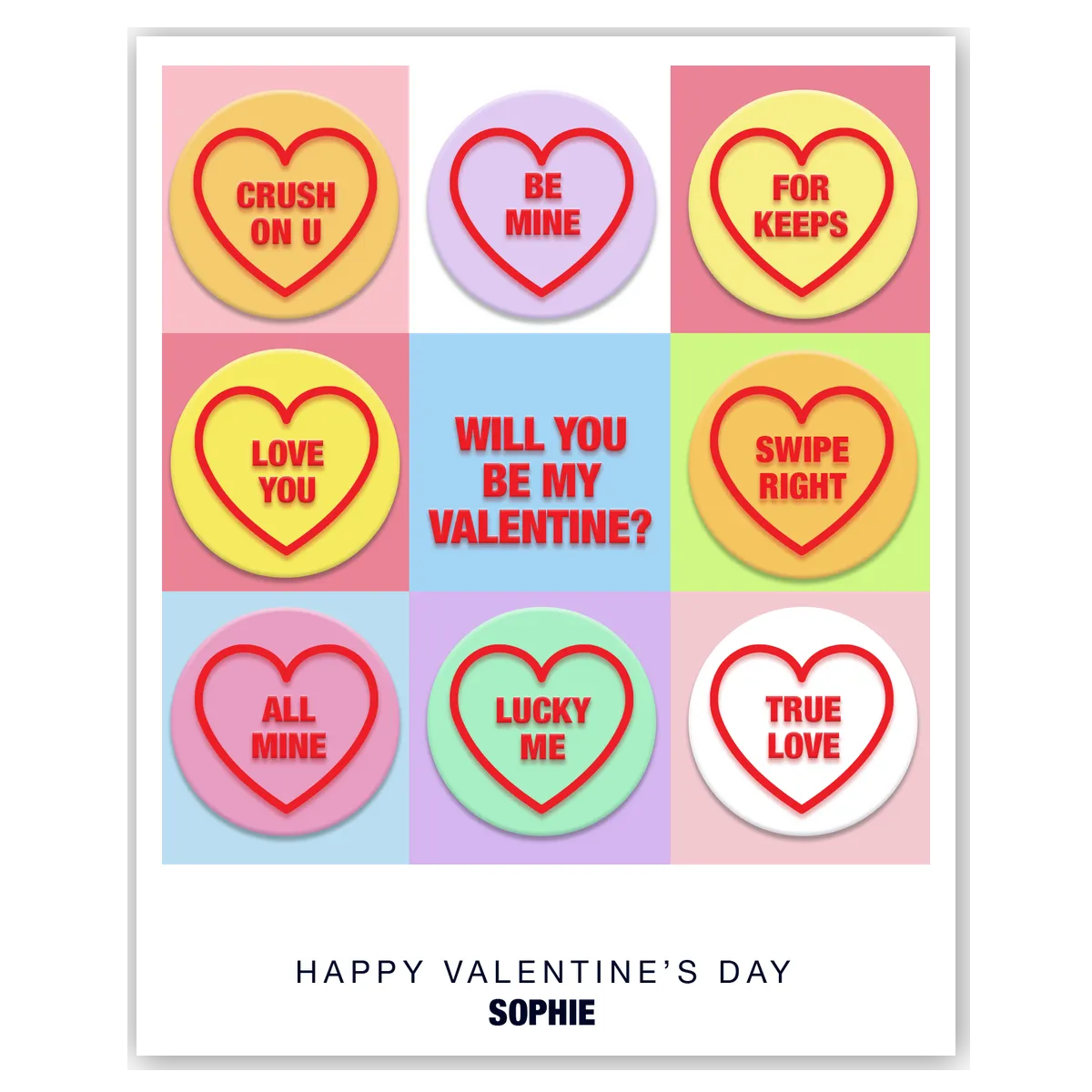  – personalised card design, perfect Valentine card for her or him, romantic customised greeting to make your personalised card unique and memorable.