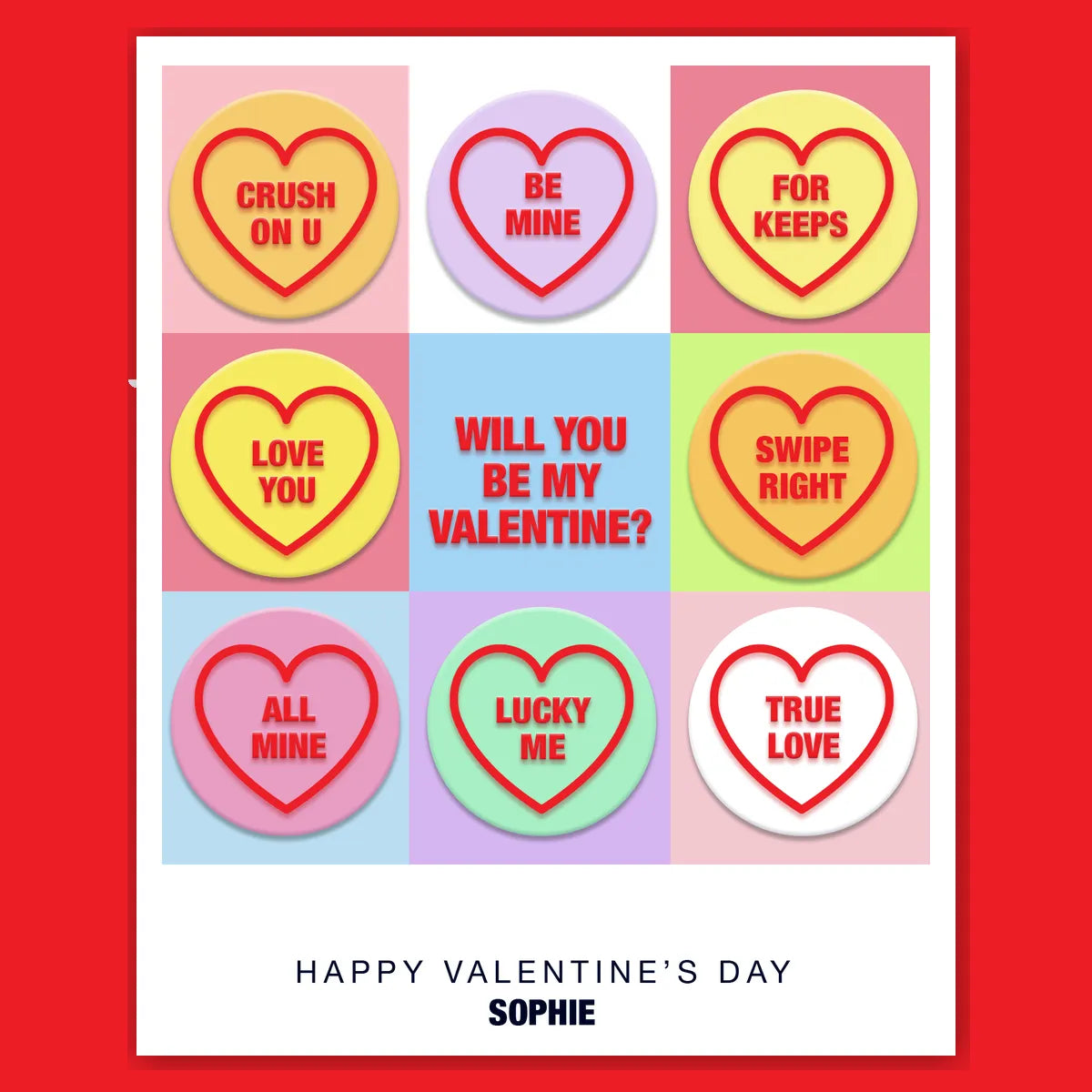  – personalised card design, perfect Valentine card for her or him, romantic customised greeting to make your personalised card unique and memorable.