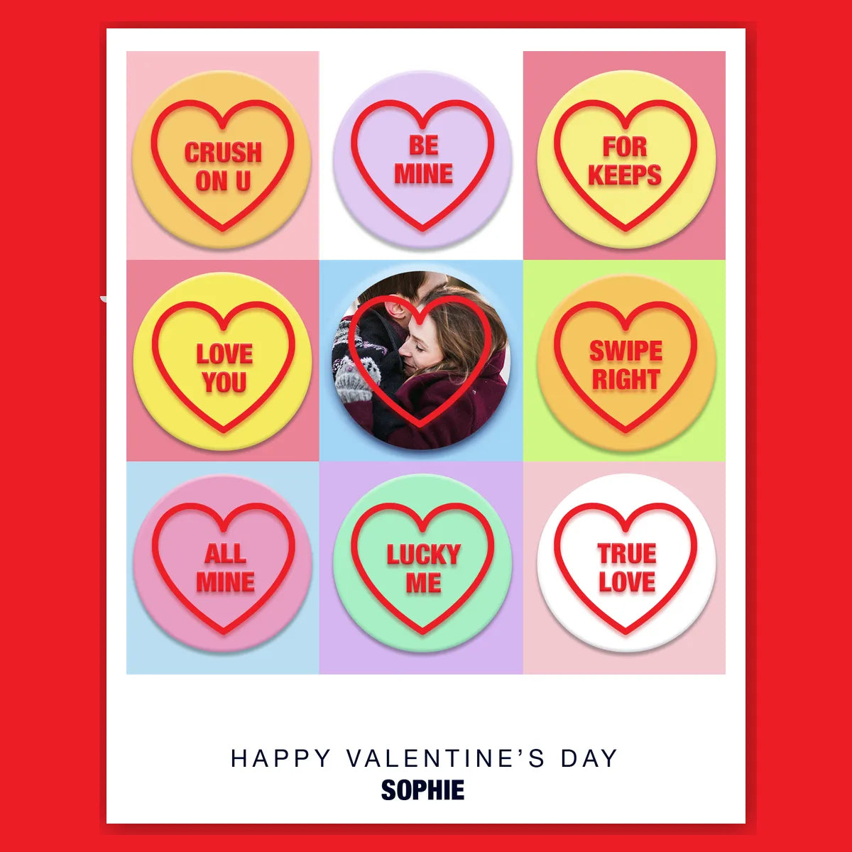  – personalised card design, perfect Valentine card for her or him, romantic customised greeting to make your personalised card unique and memorable.