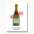 Personalised champagne birthday card mockup in clean minimal style