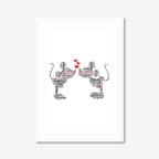 Personalised Champagne Glasses Engagement Word Art – Names & Date – A3 – white frame