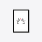 Personalised Champagne Glasses Engagement Word Art – Names & Date – A5 – black frame