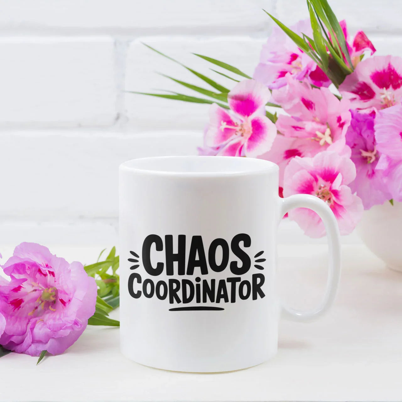 Funny personalised Chaos Coordinator mug gift with custom reverse photo or message
