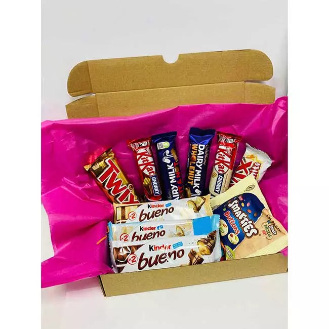 Chocolate selection box filled with assorted branded treats