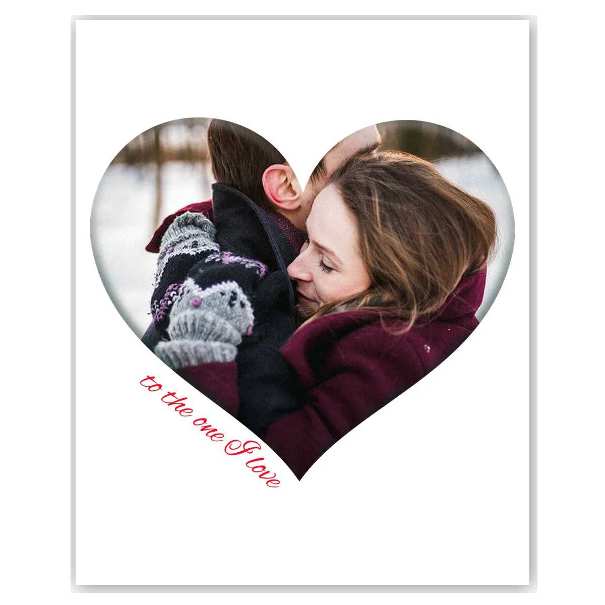 Close‑Up Hug Photo – Personalised Valentine’s Day Photo Card – personalised Valentine card, custom romantic greeting or anniversary card; make your own unique card.