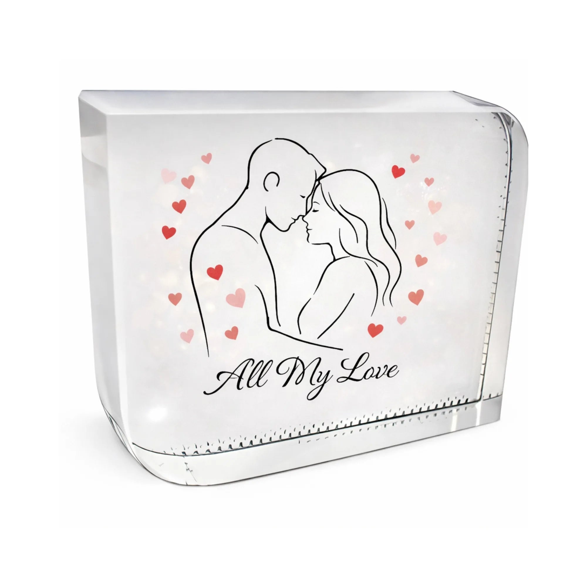 Personalised Valentine crystal glass gift with couple photo, romantic keepsake for couples