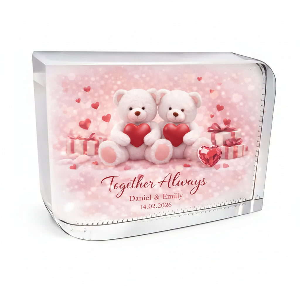 Custom crystal glass wedding gift for couples, personalised romantic keepsake for anniversary or Valentine’s Day